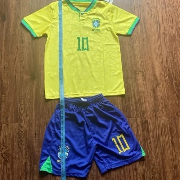 Neymar Soccer Jersey & Shorts Set Youth Small CFB Brazil New - Picture 3 of 7